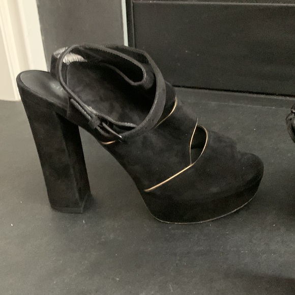 Stuart Weitzman slits suede platform black size 8m - Picture 3 of 9
